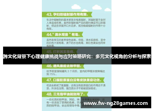 跨文化背景下心理健康挑战与应对策略研究：多元文化视角的分析与探索